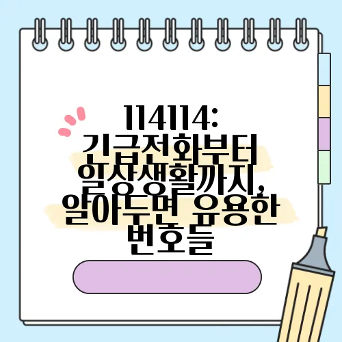 114114: 긴급전화부터 일상생활까지, 알아두면 유용한 번호들