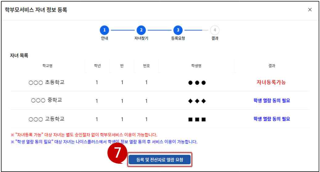 나이스플러스 학부모서비스_초중등 자녀 등록요청 (출처-홈페이지)