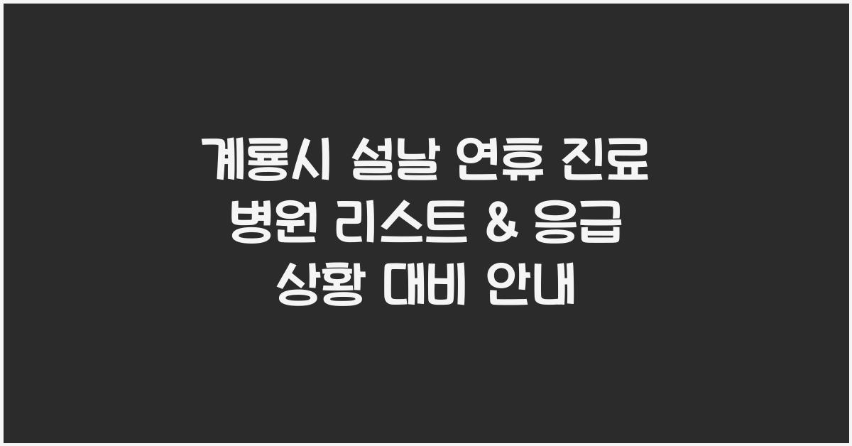 계룡시 설날 연휴 진료 병원 리스트, 응급 상황 대비