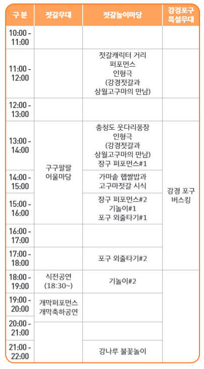 논산 강경 젓갈 축제-12일 일정