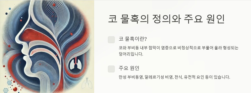 코 물혹의 정의와 원인 이미지