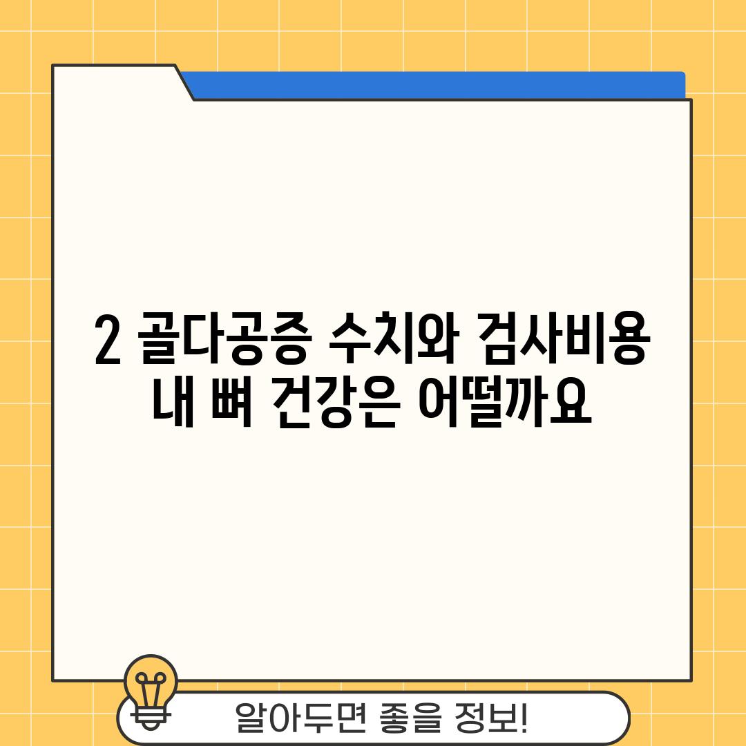 2. 골다공증 수치와 검사비용:  내 뼈 건강은 어떨까요?