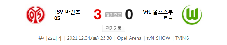  21/22 시즌 분데스 14라운드 - 마인츠 VS 볼프스부르크 경기 (이재성 시즌 2호 도움 영상)