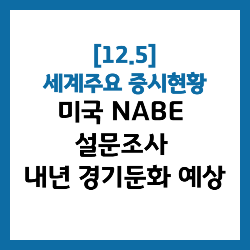 [세계주요 증시현황12.5] 미국 NABE 설문조사 내년 경기둔화 예상