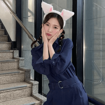  오마이걸 아린 점프수트 (인스타그램) 벨트 롱 점프수트 네이비