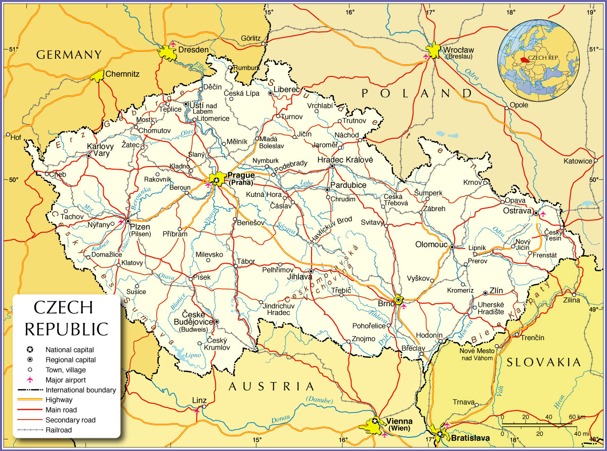 동유럽 체코 지도