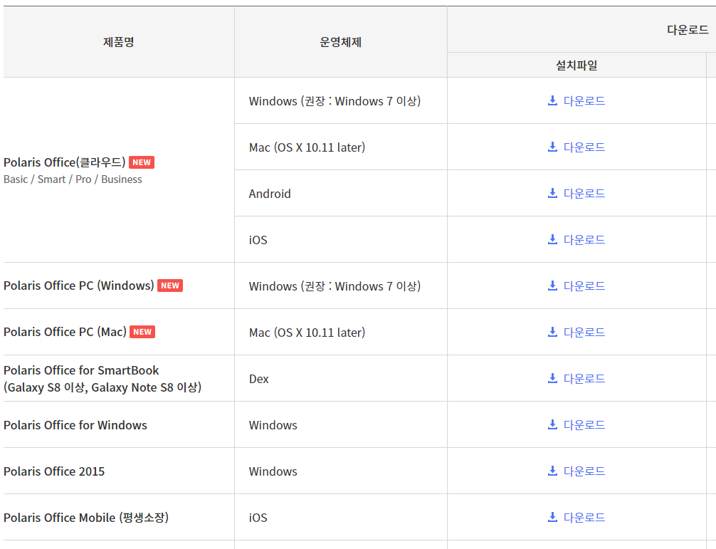 폴라리스 오피스 다운로드 방법