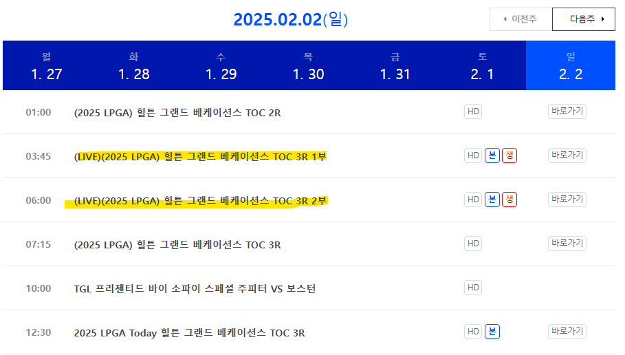 힐튼 그랜드 베케이션스 토너먼트 오브 챔피언스 중계, 순위별상금