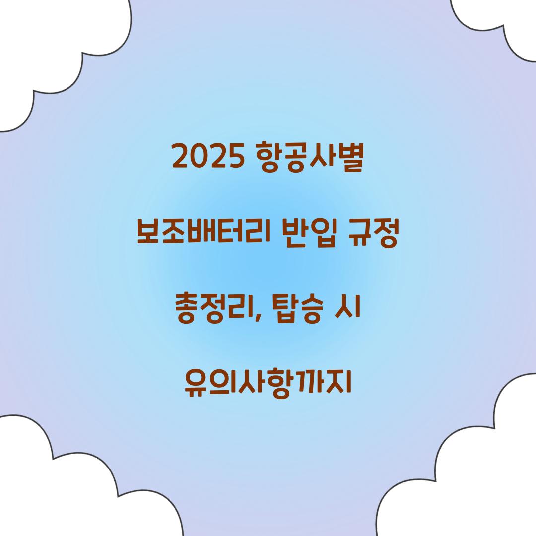 2025 항공사별 보조배터리 반입 규정 총정리