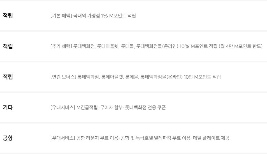 현대카드 GOLD FOR LOTTE DEPARTMENT STORE