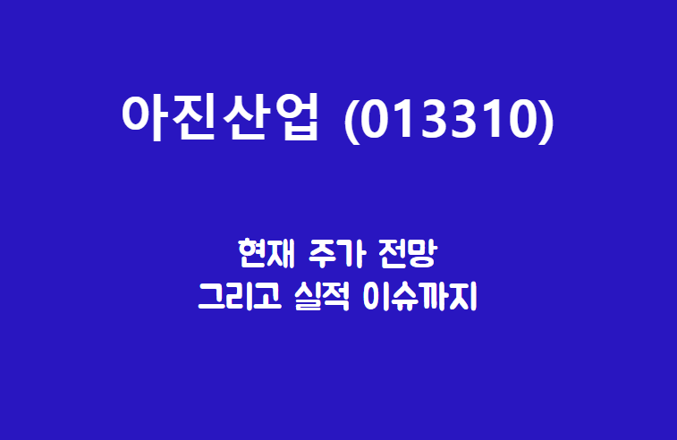  아진산업 (013310) 주가, 실적, 전망, 기업분석