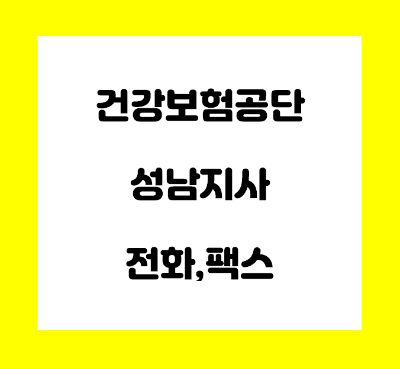  국민건강보험공단 성남지사 전화번호