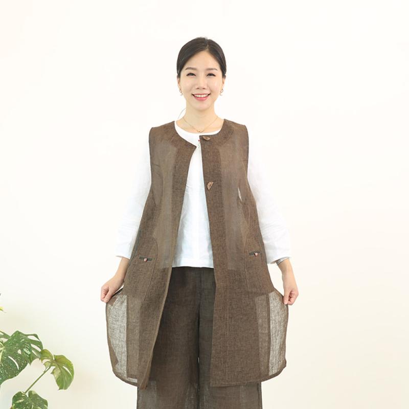 생활한복 개량한복 천연염색옷 삼베 롱조끼