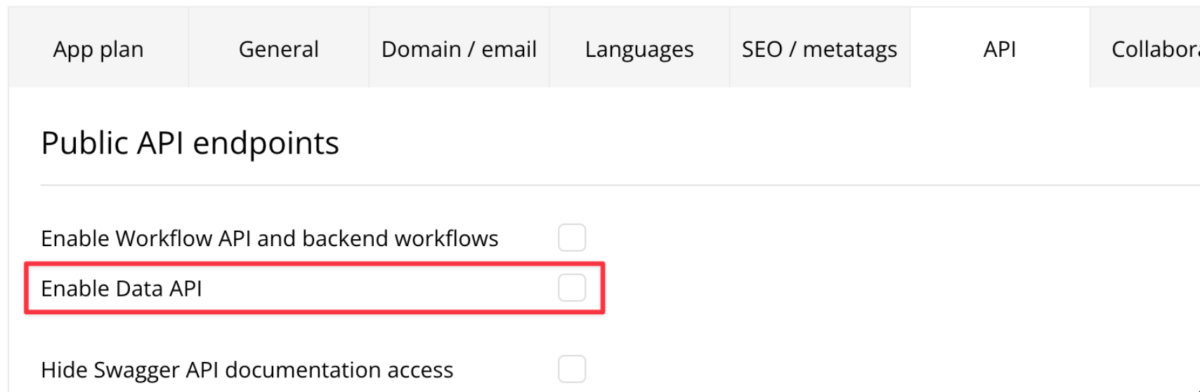 데이터 공유 활성화