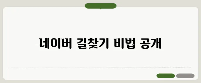 길찾기 네이버로 정확하게 설정하는 법