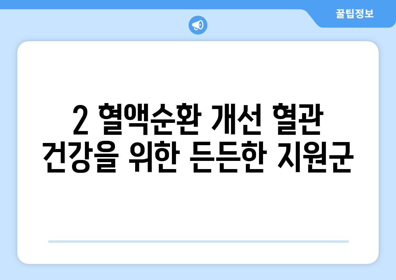 2. 혈액순환 개선: 혈관 건강을 위한 든든한 지원군