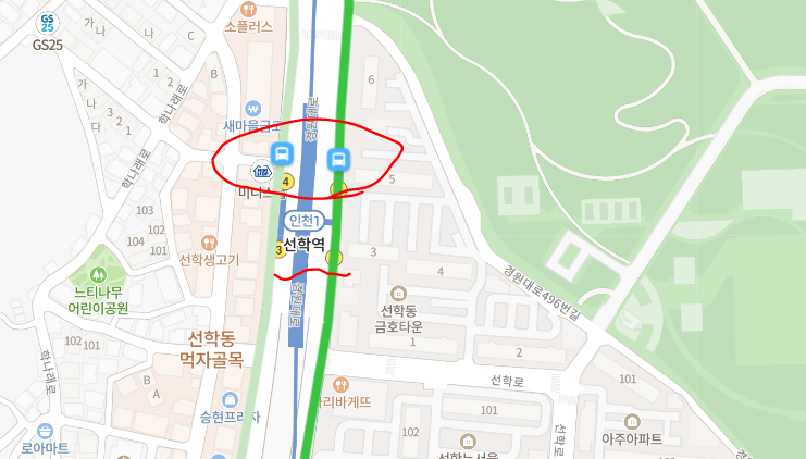  [인천] 523-1번버스 시간표,  노선 정보 : 선학역, 주안역, 문학경기장,연수구청