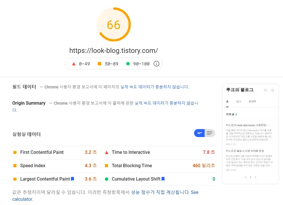 모바일 최적화 후 모바일 속도