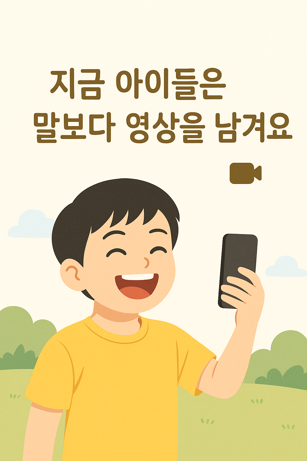 휴대폰으로 촬영 하는 우리 현대의 아이들 모습
