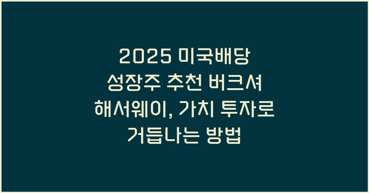 2025 미국배당 성장주 추천 버크셔 해서웨이