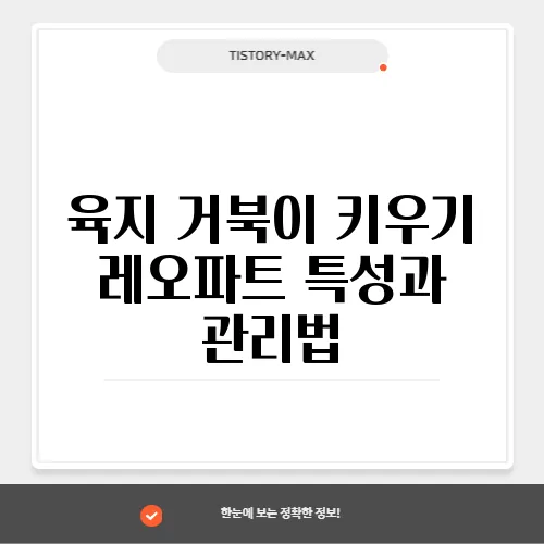 육지 거북이 키우기 레오파트 특성과 관리법