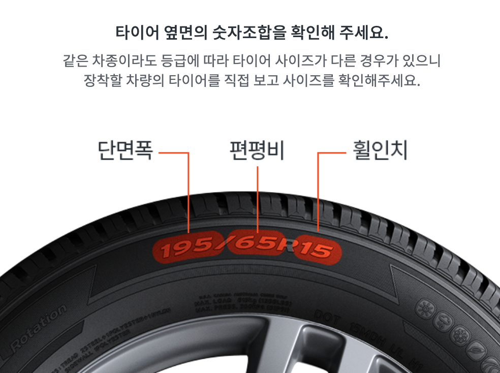 타이어 규격 확인