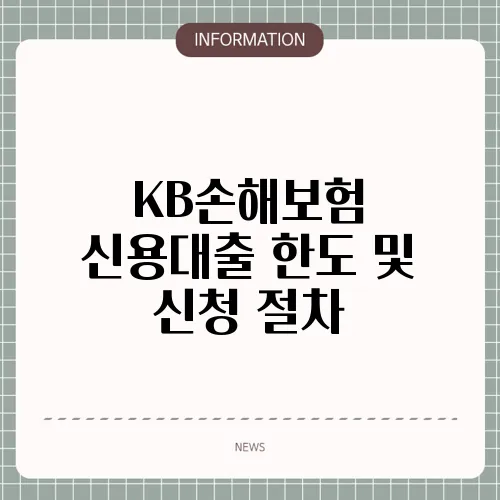 KB손해보험 신용대출 한도 및 신청 절차