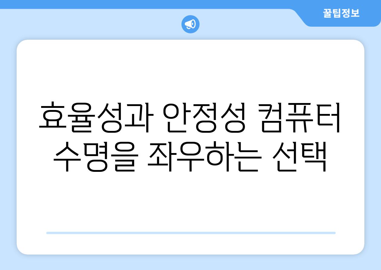 효율성과 안정성 컴퓨터 수명을 좌우하는 선택