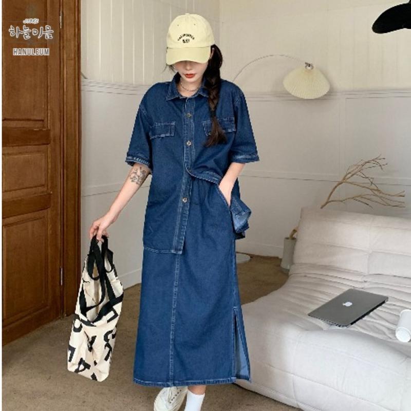 여성 청청패션 데님 투피스 가을 빈티지 2