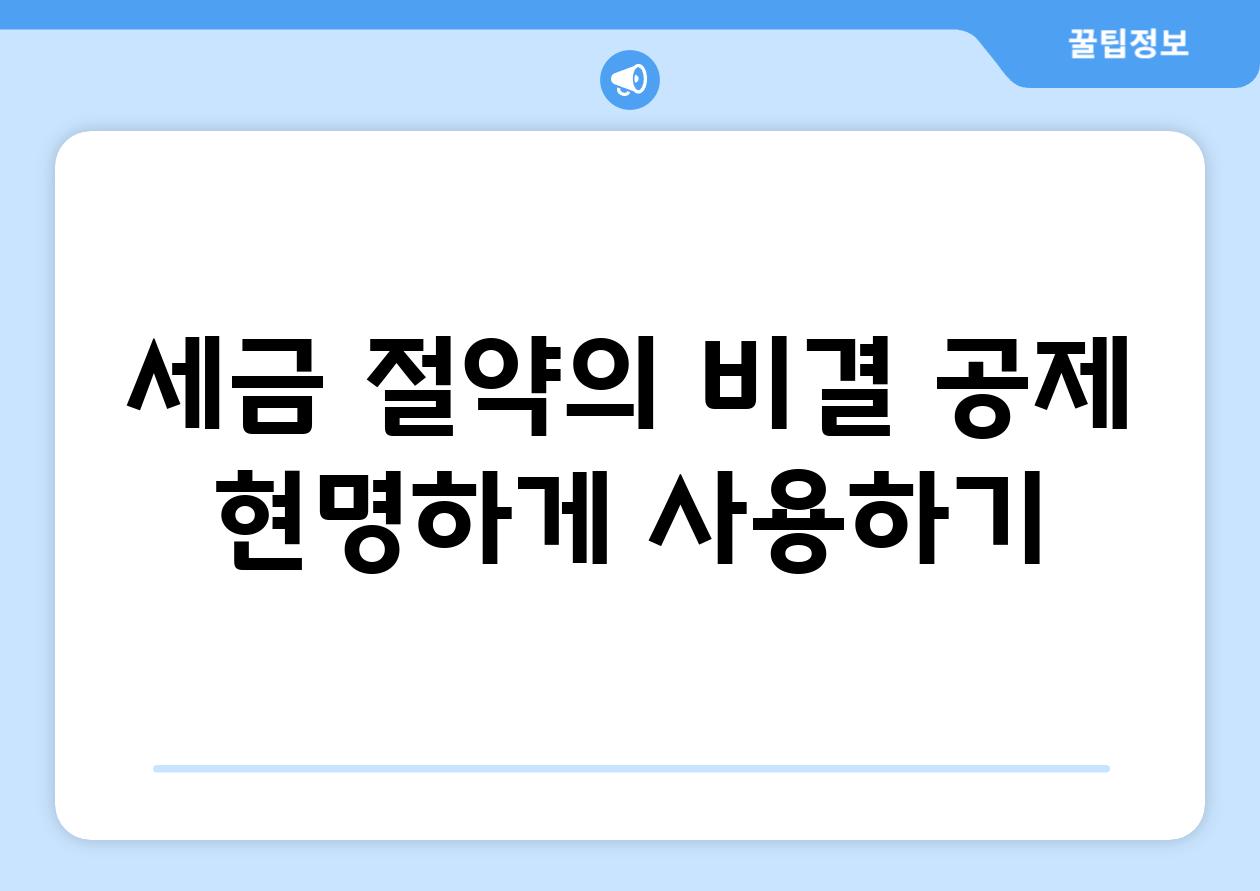 세금 절약의 비결, 공제 현명하게 사용하기