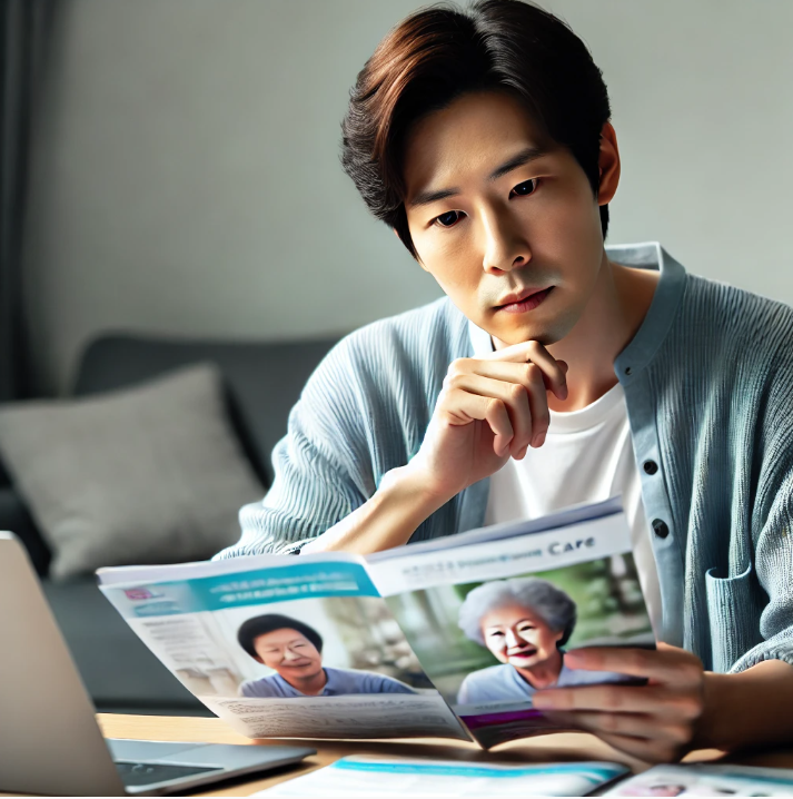 방문요양센터를 고민하는 모습