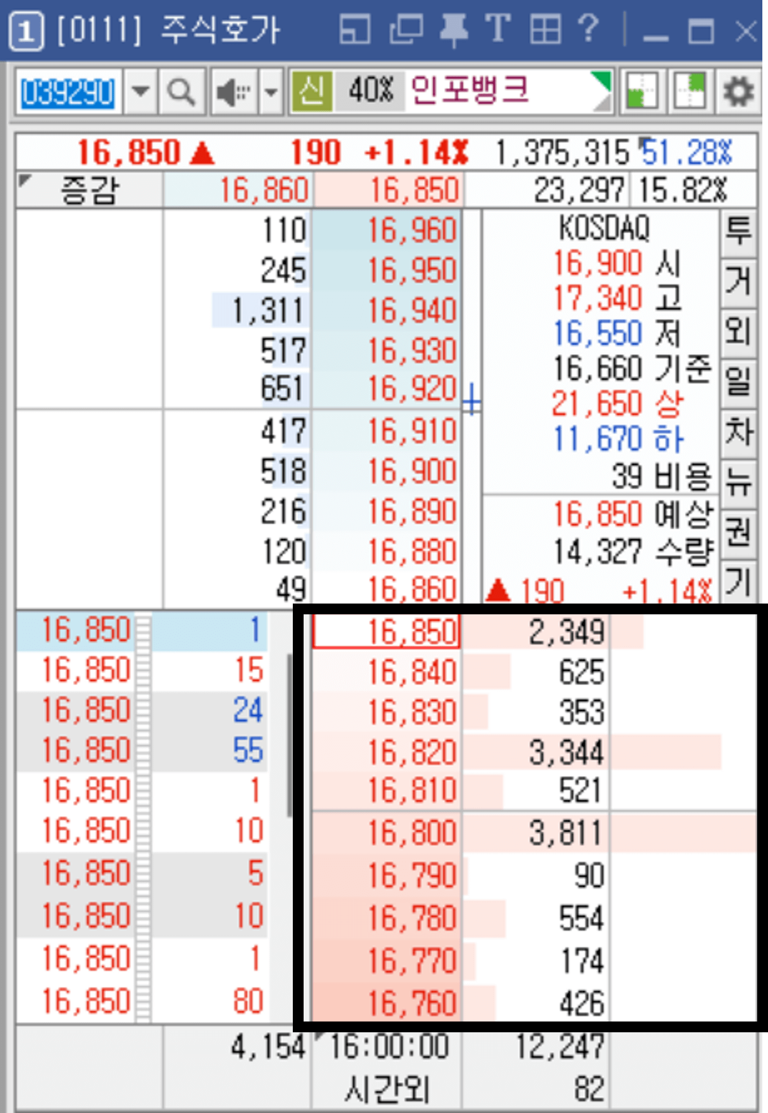 인포뱅크 호가창