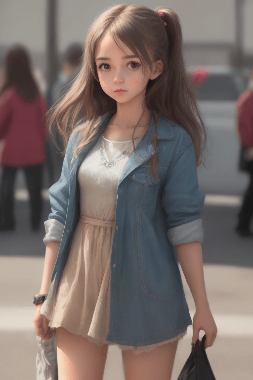 Playground AI로 생성한 그림(2) - 청남방 입은 소녀