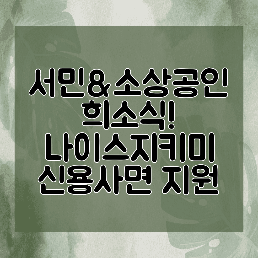 서민&amp;소상공인 희소식! 나이스지키미 신용사면 지원
