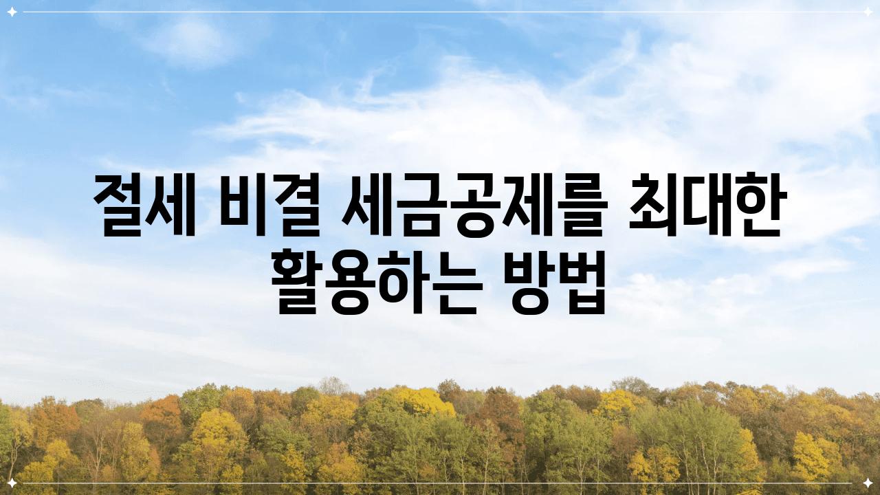 절세 비결 세금공제를 최대한 활용하는 방법