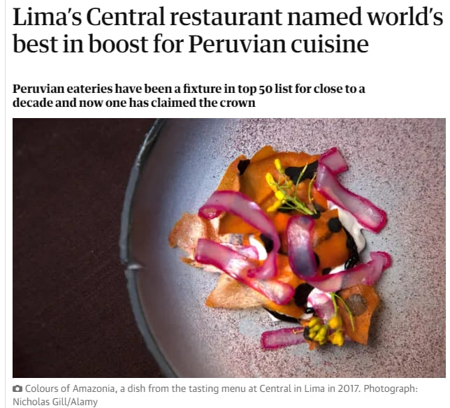 세계 최고의 레스토랑은 예상 외로 &#39;여기&#39; VIDEO:Lima’s Central restaurant named world’s best in boost for Peruvian cuisine
