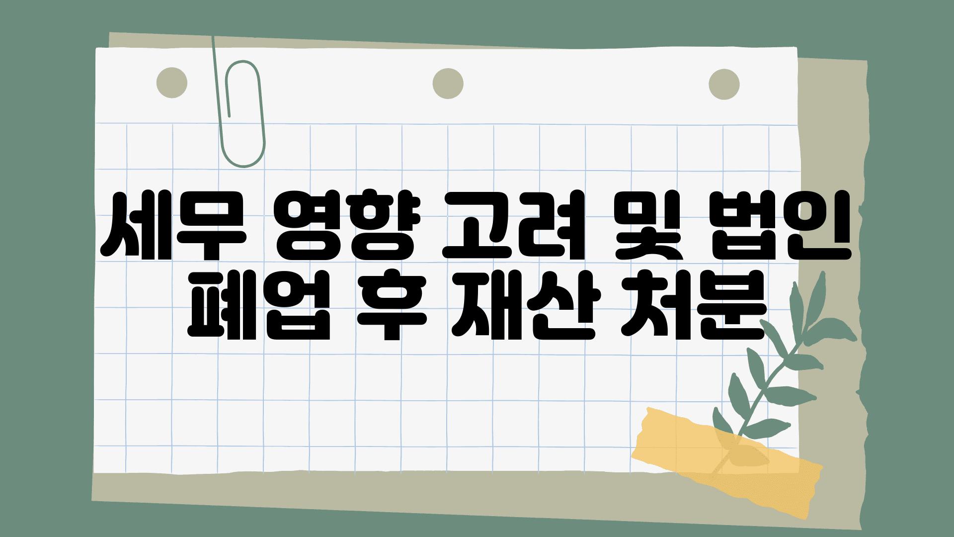 세무 영향 고려 및 법인 폐업 후 재산 처분