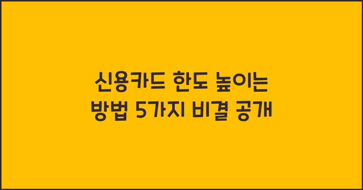 신용카드 한도 높이는 방법