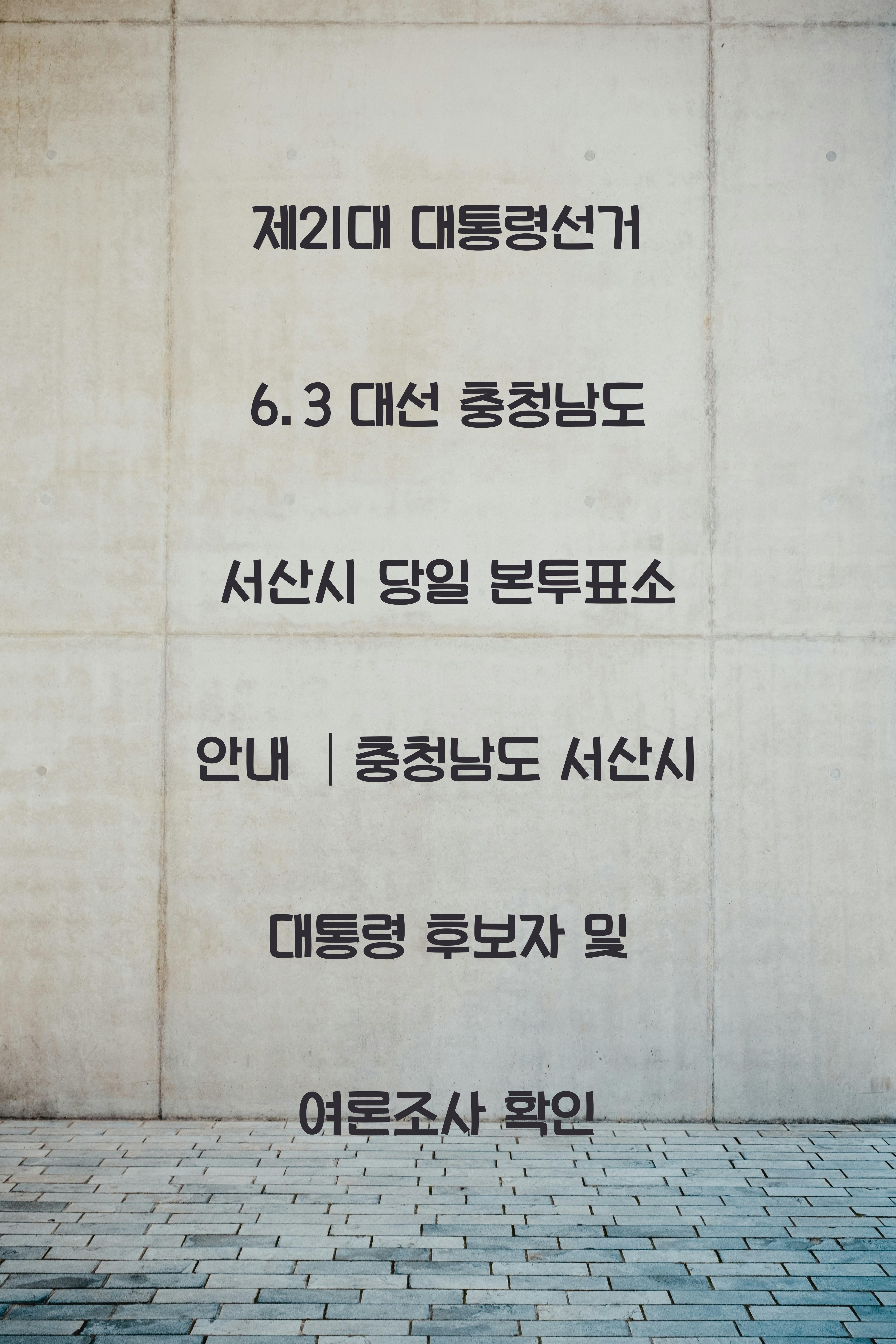 제21대 대통령선거 6.3 대선 충청남도 서산시 당일 본투표소 안내 │충청남도 서산시 대통령 후보자 및 여론조사 확인