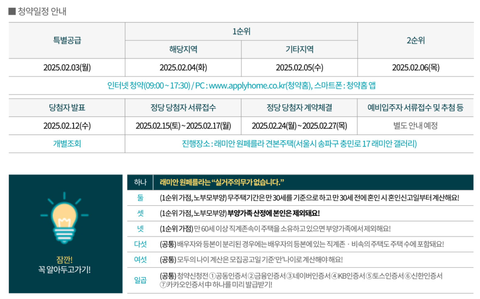 래미안 원페를라 일반분양 청약 분양가 평면도