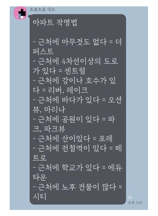  아파트 영어이름 작명법