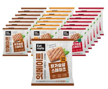 랭킹닭컴 잇메이트 닭가슴살 스테이크 혼합구성&#44; 100g&#44; 22팩