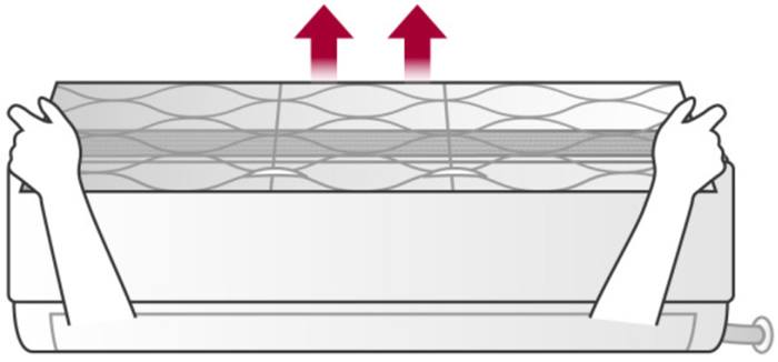 먼지필터가-상단에-위치한-벽걸이-에어컨-먼지필터-분리 방법-1