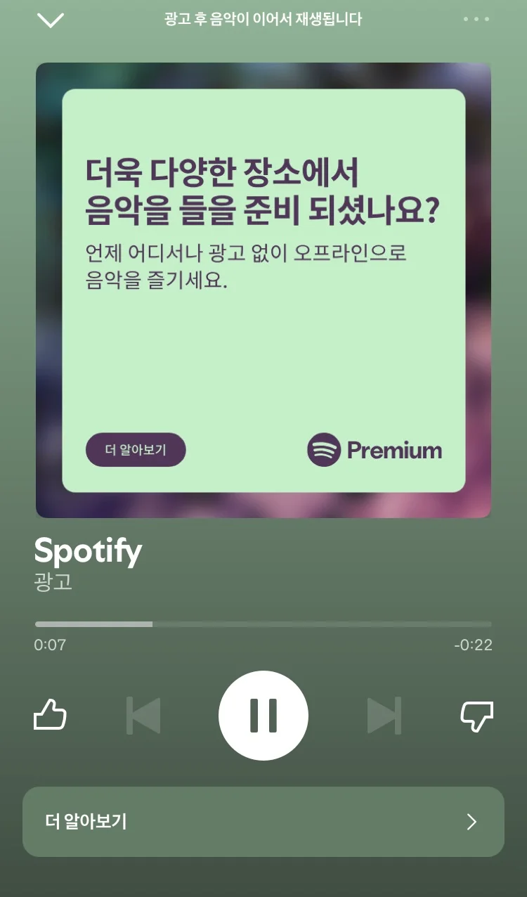 스포티파이 광고 페이지