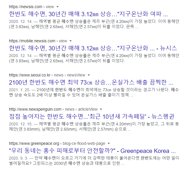  한반도 해수면 상승, 대한민국 해수면 상승, CCS, CCU, 탄소, 지구 온난화