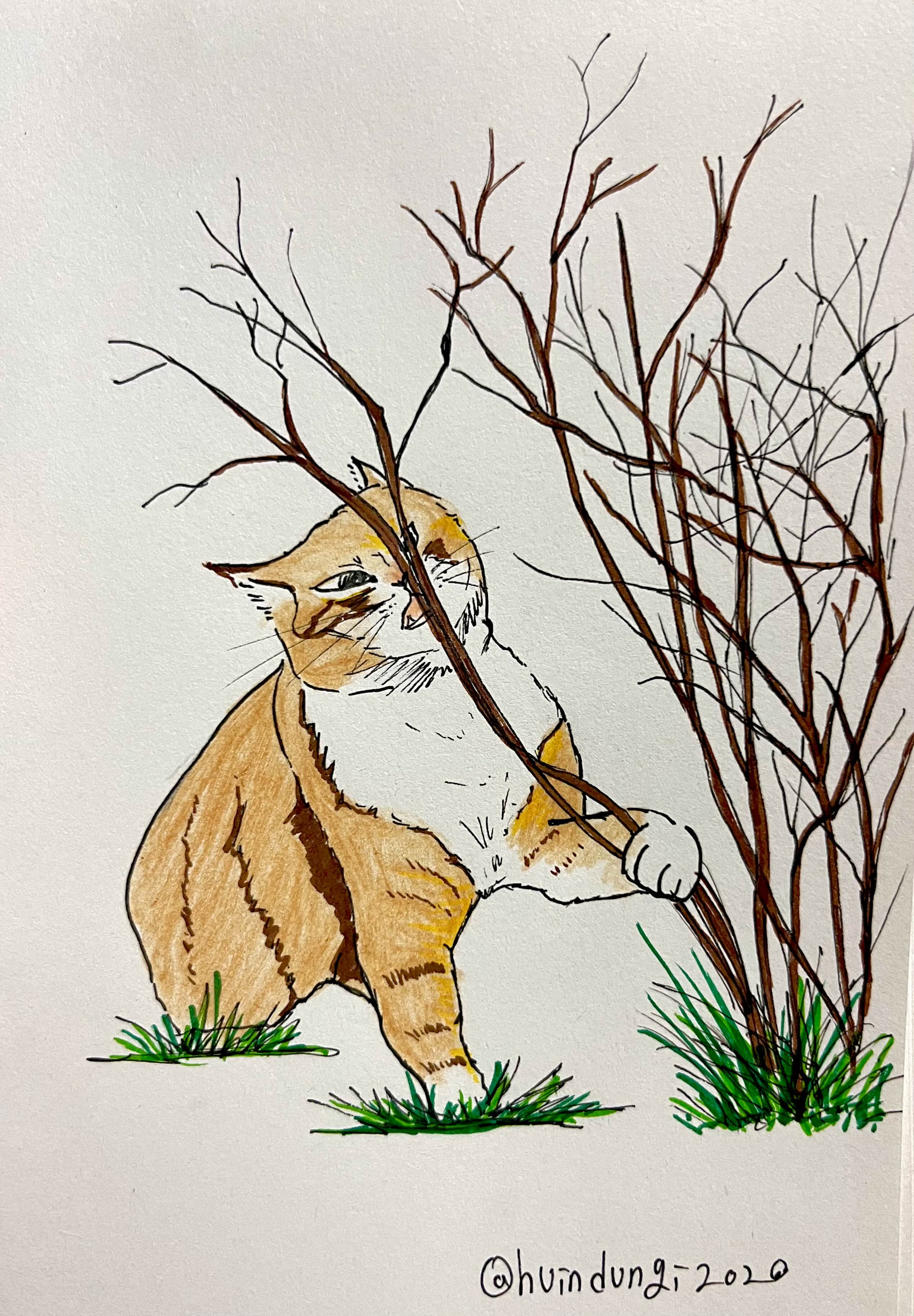  [취미생활 : 그림] 비켜비켜~ (고양이 그림 : 펜그림)