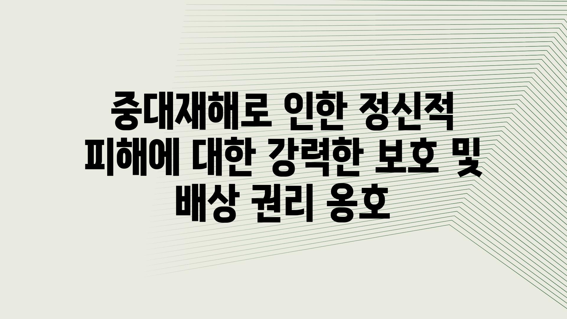 중대재해로 인한 정신적 피해에 대한 강력한 보호 및 배상 권리 옹호