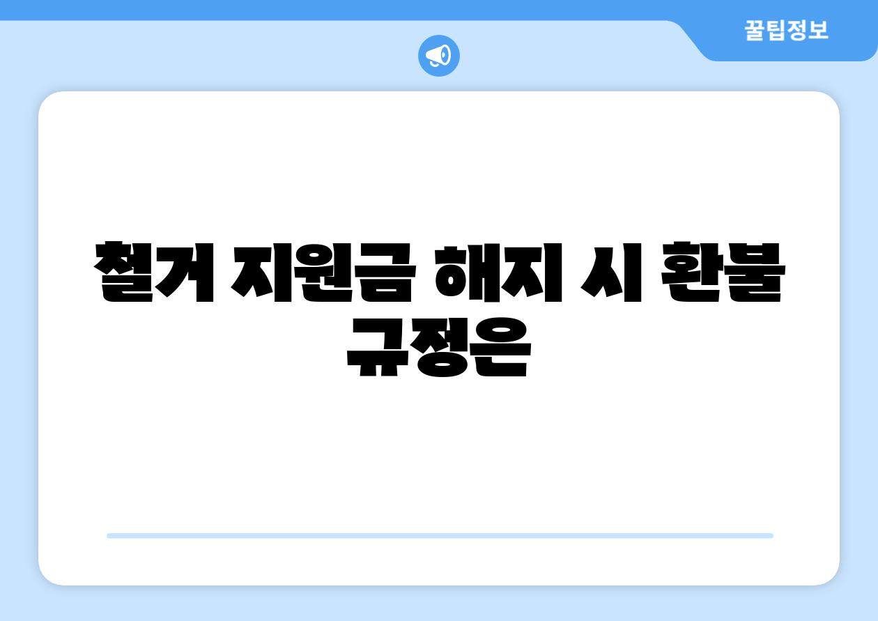 철거 지원금 해지 시 환불 규정은