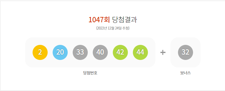  2022년 12월 24일 로또 645 복권 당첨 번호