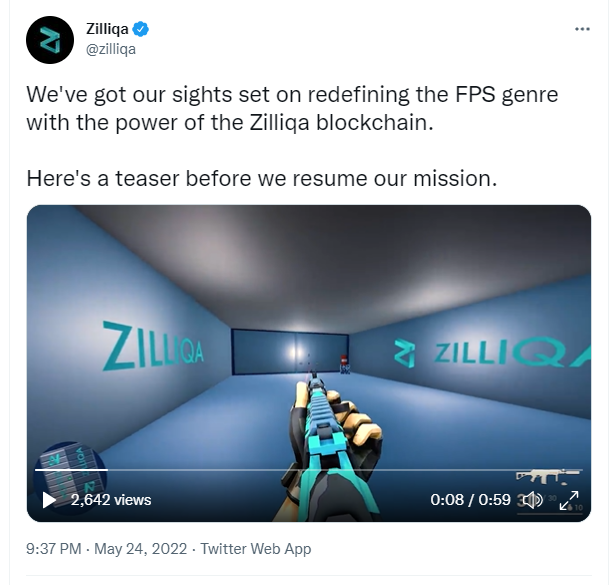  레이어 1 프로젝트 질리카(Zilliqa) 자체 FPS 게이밍 공개 P2E 플랫폼으로 간다